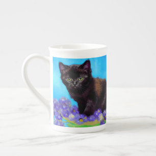 Caneca De Porcelana Van Gogh Cat e Flores