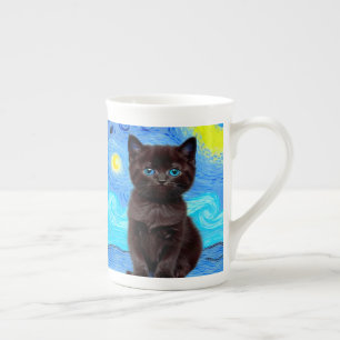 Caneca De Porcelana Van Gogh Starry Night Black