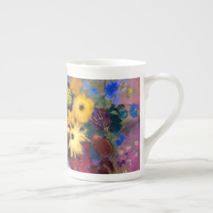 Caneca De Porcelana Vaso Branco com Flores Odilon Redon