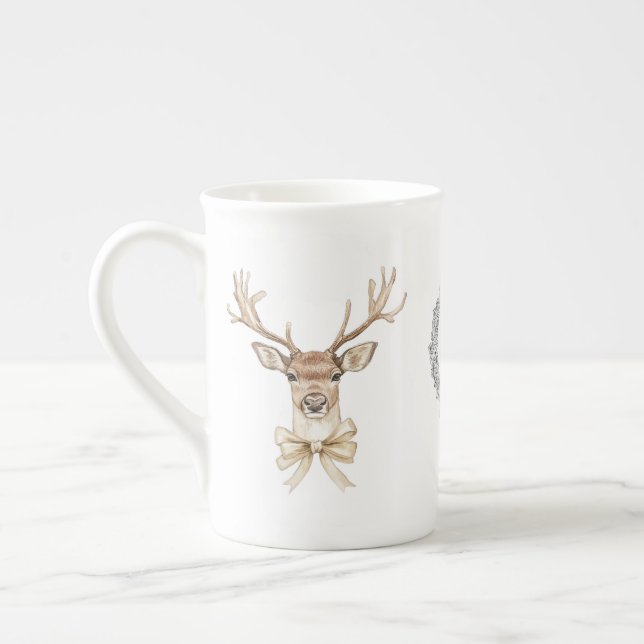 Caneca De Porcelana Veado com Arco de Natal (Esquerda)