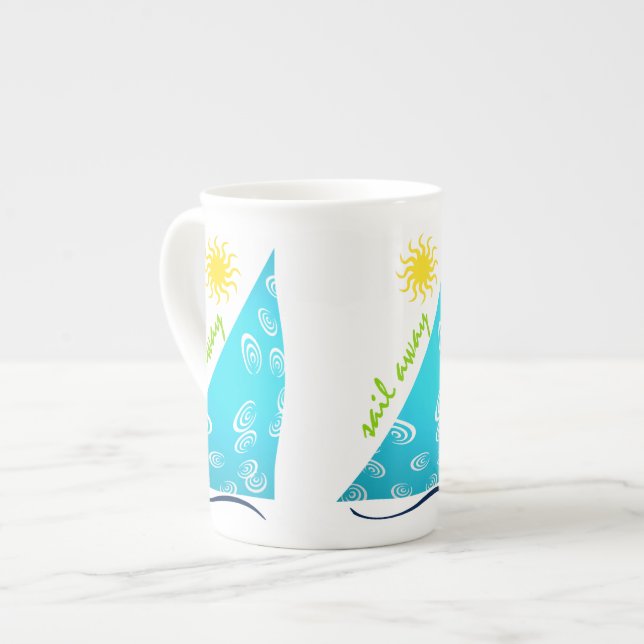 Caneca De Porcelana Vento, vela e sol (Frente Esquerda)