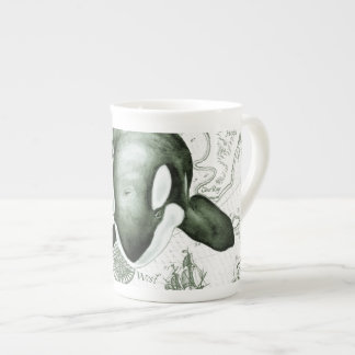 Caneca De Porcelana Verde do mapa da orca