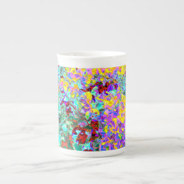 Caneca De Porcelana Vibrant Abstract Art Mug – Turquoise Yellow Magent
