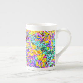 Caneca De Porcelana Vibrant Abstract Art Mug – Turquoise Yellow Magent