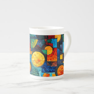 Caneca De Porcelana Vibrant Dreams Geometry – Bold Modern Abstract Art