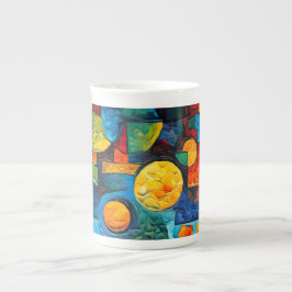 Caneca De Porcelana Vibrant Dreams Geometry – Bold Modern Abstract Art