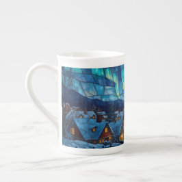 Caneca De Porcelana Vila de Inverno em Vidro Pintado