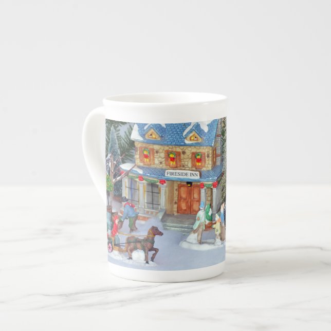 Caneca De Porcelana Vila diminuta do Natal (Frente Esquerda)