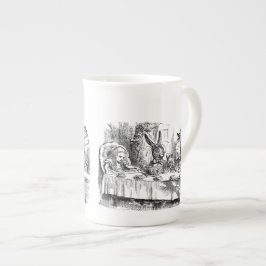 Caneca De Porcelana Vintage Alice no tea party louco do Hatter do país