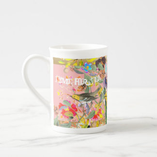 Caneca De Porcelana Vintage Bohemian Songbird Rosa