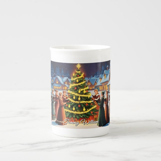 Caneca De Porcelana Vintage cômoda tradicional Natal (Frente)