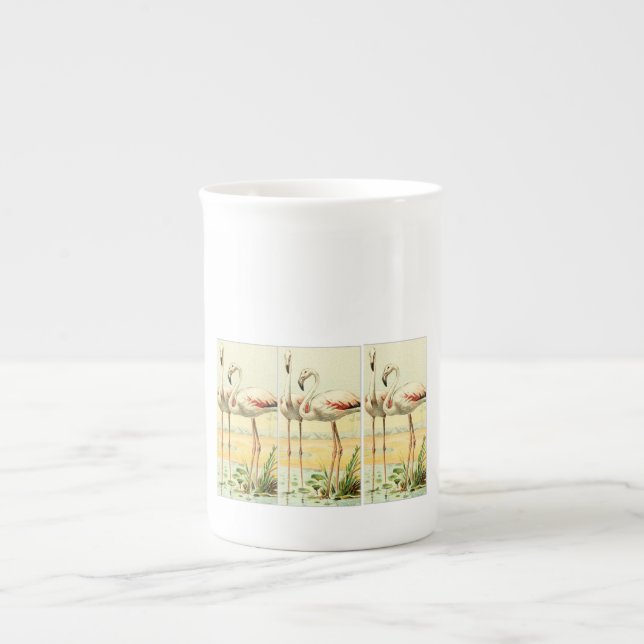Caneca De Porcelana Vintage Flamingo (Frente)
