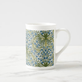 Caneca De Porcelana Vintage Floral Foliage Flowers Harebell Blue
