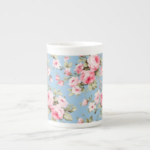Caneca De Porcelana Vintage rosas rosa