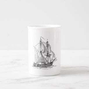 Caneca De Porcelana Vintage Ship