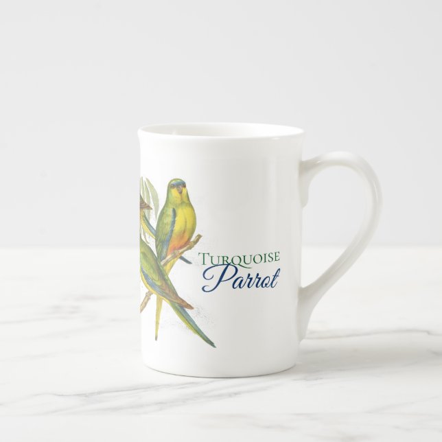 Caneca De Porcelana Vintage Turquoise Parrot Mug (Direita)