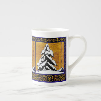 Caneca De Porcelana Vintage Winter Snow Evergreen Tree
