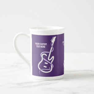 Caneca De Porcelana Violão Estilizado de Texto Personalizado