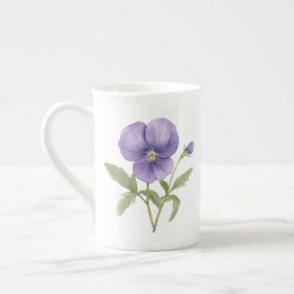 Caneca De Porcelana Violetas Flor de Nascimento de Fevereiro