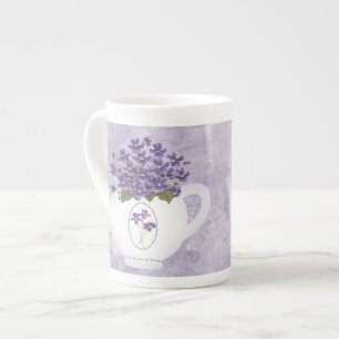 Caneca De Porcelana Violetas No Bone Chinês Tumor
