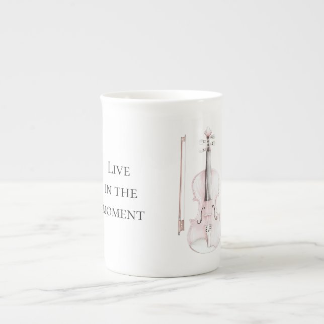 Caneca De Porcelana Violino Pink Blush (Frente)