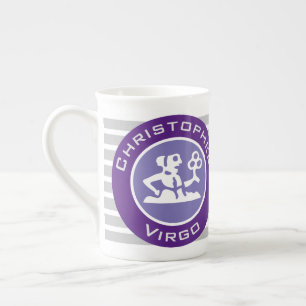 Caneca De Porcelana Virgo Zodiac Star Sign com o Nome do Proprietário