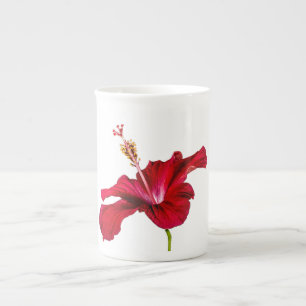 Caneca De Porcelana Vista do Lado do Flor Red Hibiscus