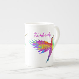 Caneca De Porcelana Voando Nome Personalizado de Hummingbird Osso Chin