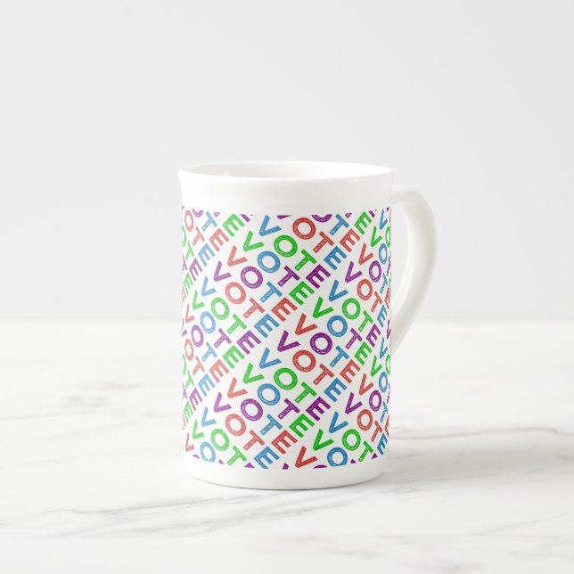 Caneca De Porcelana VOTE em Múltiplas-cores (Frente Esquerda)