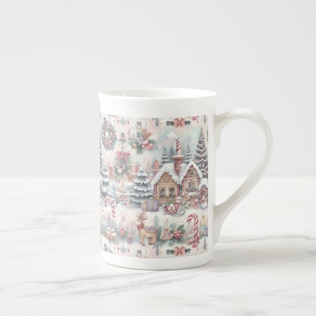 Caneca De Porcelana Wallpaper da Cena de Natal (Direita)