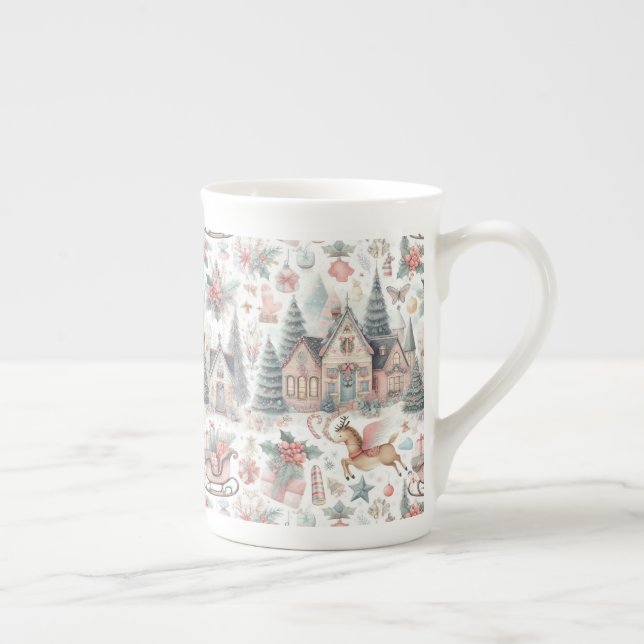 Caneca De Porcelana Wallpaper da Cena de Natal (Direita)