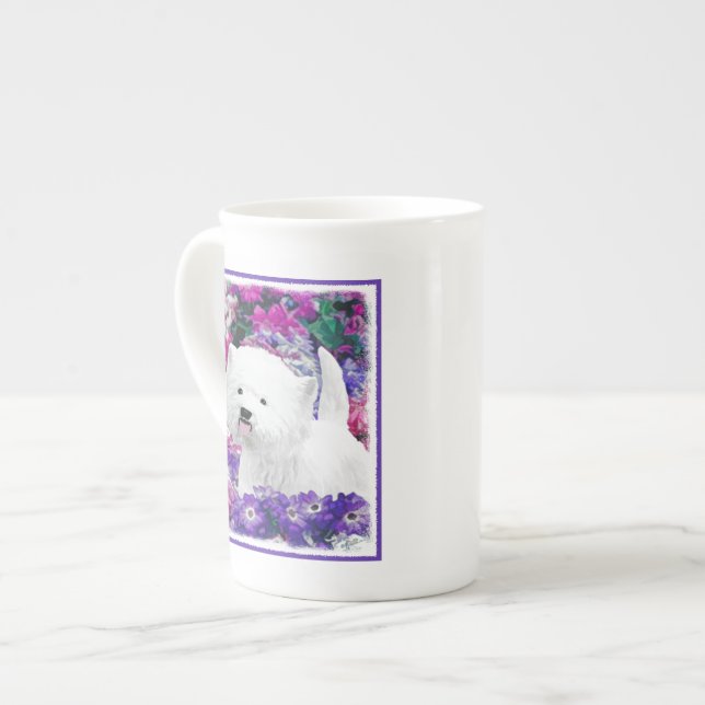 Caneca De Porcelana West Highland White Terrier Pintando Arte Canina (Frente Esquerda)