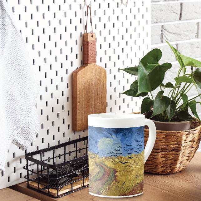 Caneca De Porcelana Wheatfield and Crows por Van Gogh (Criador carregado)