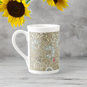 Caneca De Porcelana William Morris Corncockle Cream Blue e Rosa