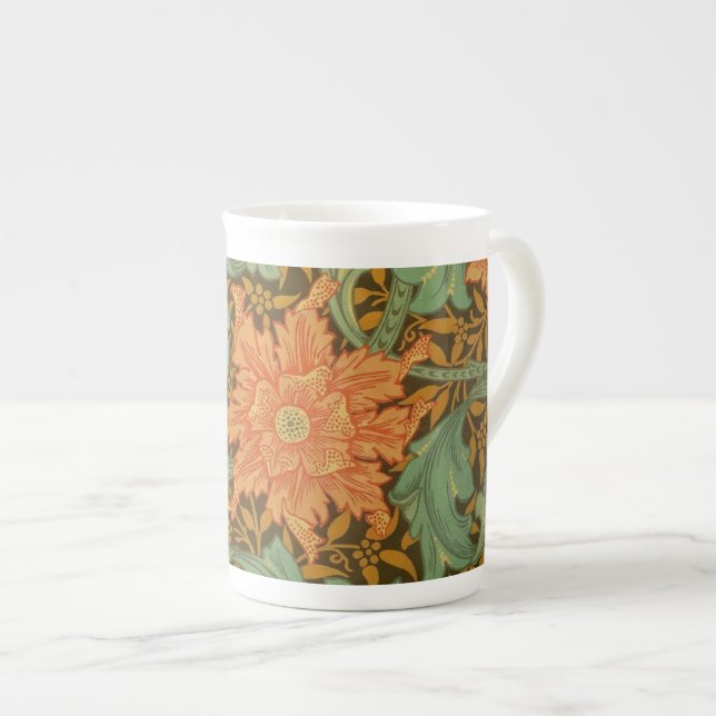 Caneca De Porcelana William Morris Solteiro Stem Pattern Art Nouveau (Frente Esquerda)