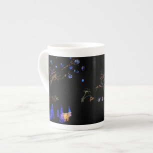 Caneca De Porcelana Winter Wonderland Lights Blue and White Holiday