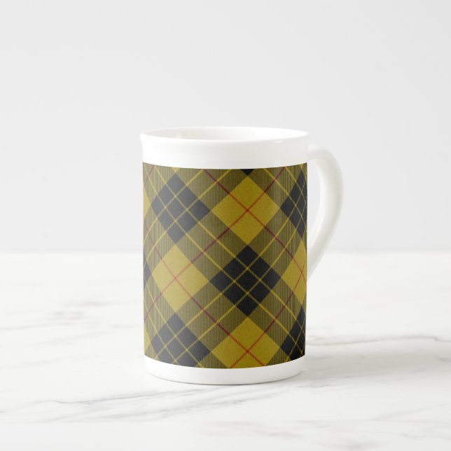 Caneca De Porcelana Xadrez amarela de tartan MacLeod (Frente Esquerda)