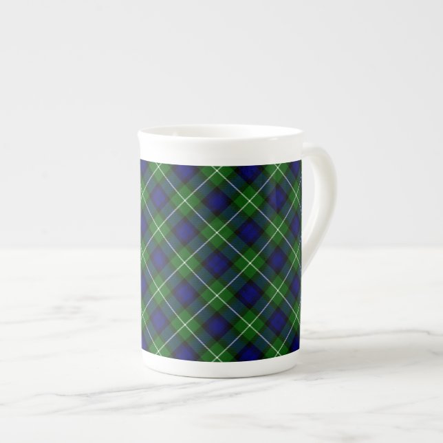 Caneca De Porcelana Xadrez azul-tartan (Frente Esquerda)
