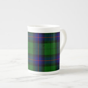 Caneca De Porcelana Xadrez do verde azul do tartan do clã de Armstron