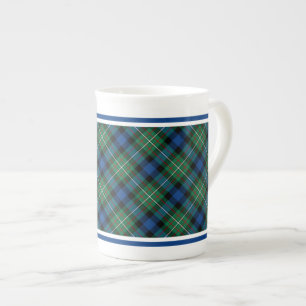 Caneca De Porcelana Xadrez do verde e dos azuis marinhos do Tartan da