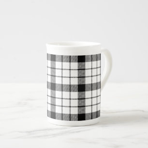 Caneca De Porcelana xadrez preto e branco tartan MacFarlane