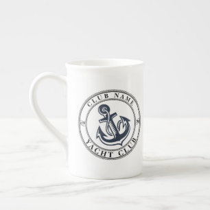 Caneca De Porcelana Yacht clube de iate de Âncora Náutica Azul Nome da