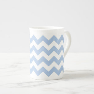 Caneca De Porcelana Zigzag claro azul e branco
