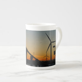 Caneca De Porcelana Zonsondergang met windmolen, Rustgevend relaxt.