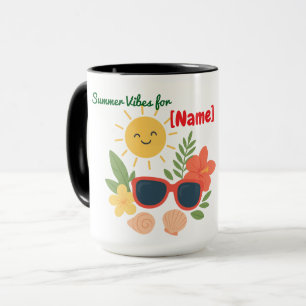 Caneca de Praia de Verão Fofo Personalizada Nome  