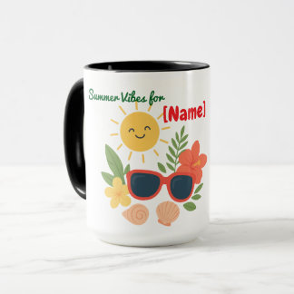 Caneca de Praia de Verão Fofo Personalizada Nome |