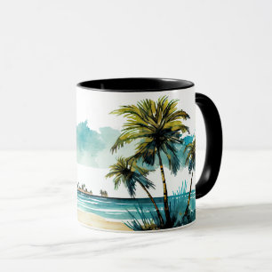 Caneca de Praia Tropical Aquarela