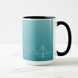 Caneca de prata da campainha da skyline da cidade
