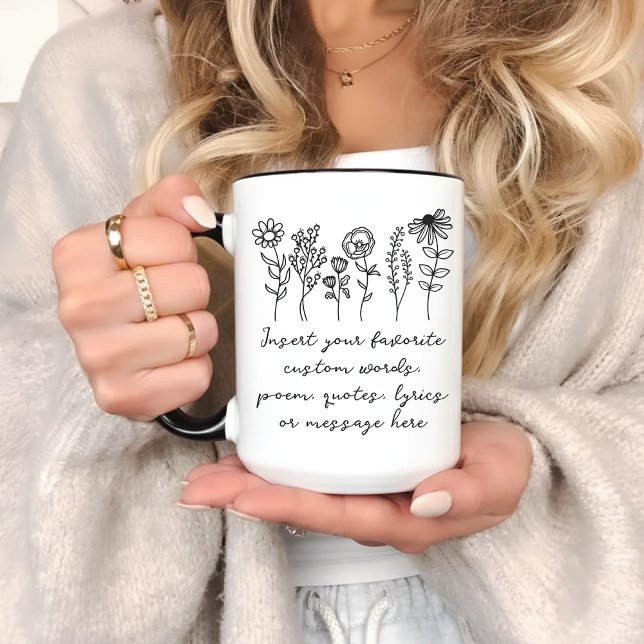 Caneca de Presente com Mensagem Personalizada para (Personalized Floral Message Coffee Mug – Christmas, Birthday & Mother’s Day Gift for Loved Ones)