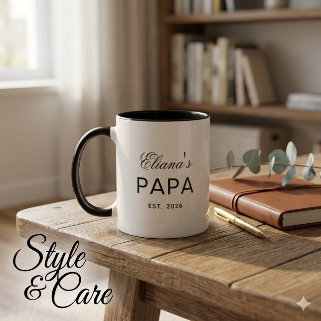 Caneca de Presente Combo Papai com Texto Personali (Custom Text Papa Combo Mug Gift Personalized Design)